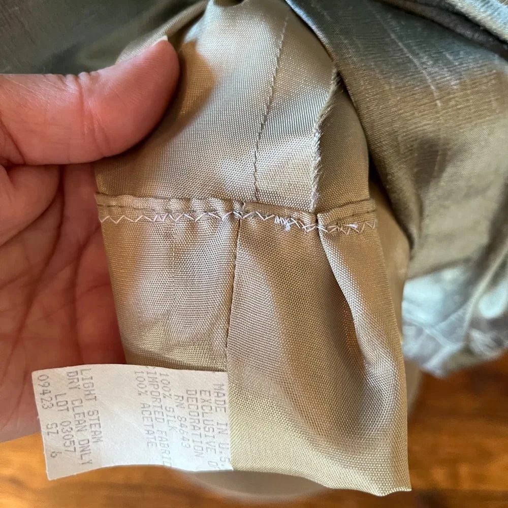 Watters Vintage Dupioni Silk Skirt Set Green Maxi Formal Mother of Bride Sz 6 - Picture 7 of 13